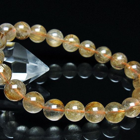 高グレード／9ミリ／タイチンルチル／ゴールドルチル／ブレスレット ゴールドタイチンルチル ブレスレット 9mm [t473-4952]