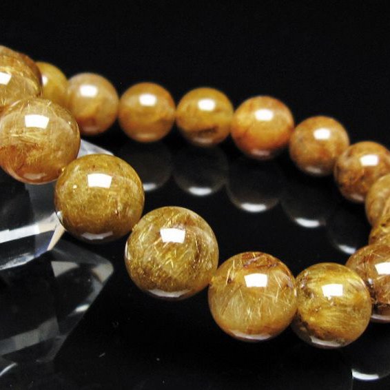 ゴールドタイチンルチル ブレスレット 12mm [t473-5139]