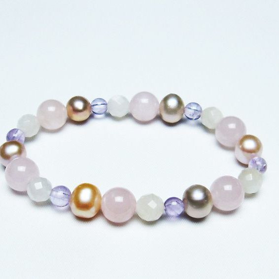 真珠 パール ミックスビーズ  ブレスレット  6mm [T491-1430]