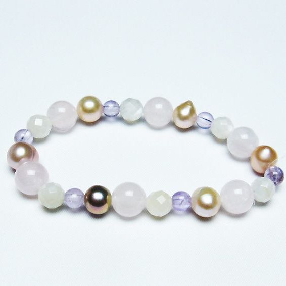 真珠 パール ミックスビーズ  ブレスレット  6mm [T491-1456]