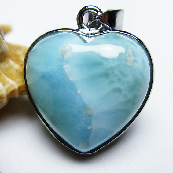 ラリマーハート ペンダント [T495-3999]