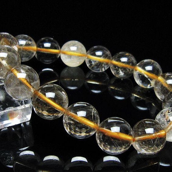 金針ルチル水晶 ブレスレット 12mm [t5-21923]