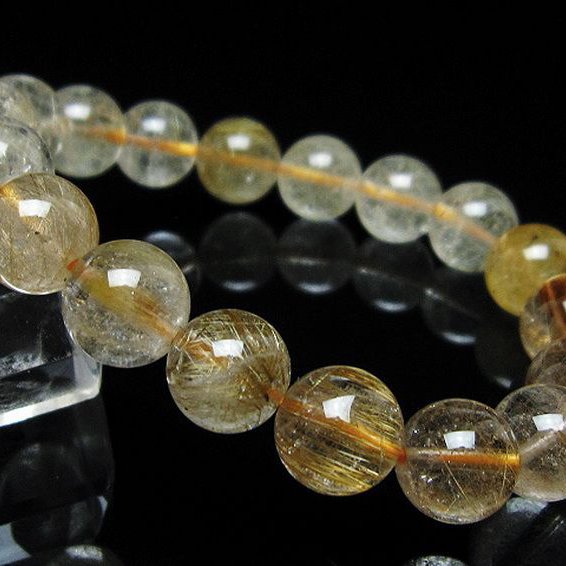 金針ルチル水晶 ブレスレット 10mm [t5-21969]
