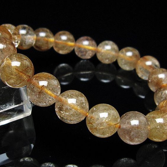 金針ルチル水晶 ブレスレット 10mm [t5-21974]