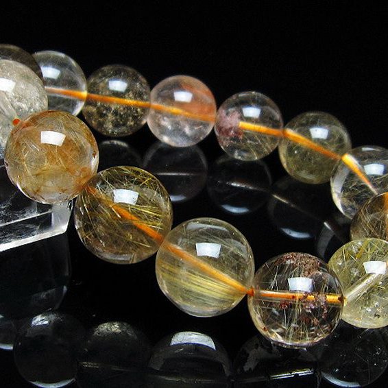 金針ルチル水晶 ブレスレット 15mm [t5-22058]