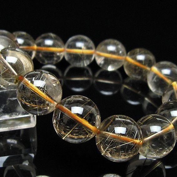 金針ルチル水晶 ブレスレット 14mm [t5-22067]
