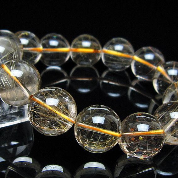 金針ルチル水晶 ブレスレット 17mm [t5-22102]