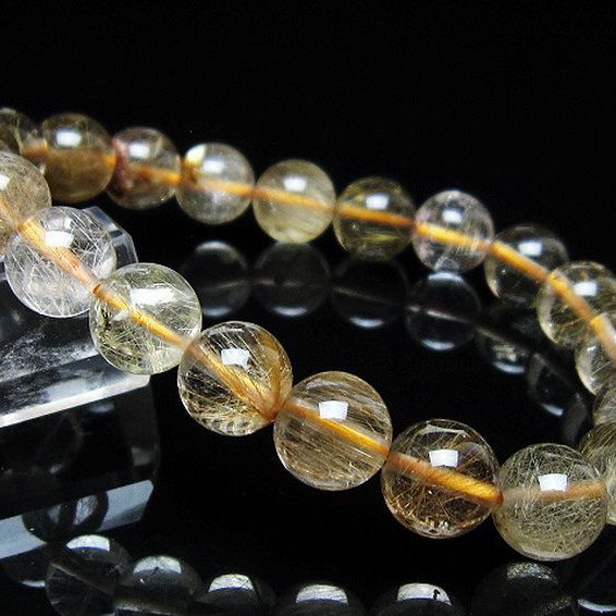 金針ルチル水晶 ブレスレット 10mm [t5-22105]