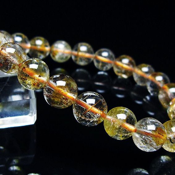 金針ルチル水晶 ブレスレット 9mm [t50-10065]