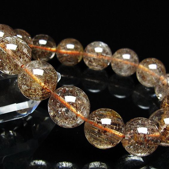 ガーデン水晶 ルチル入り ブレスレット 13mm [t50-10345]