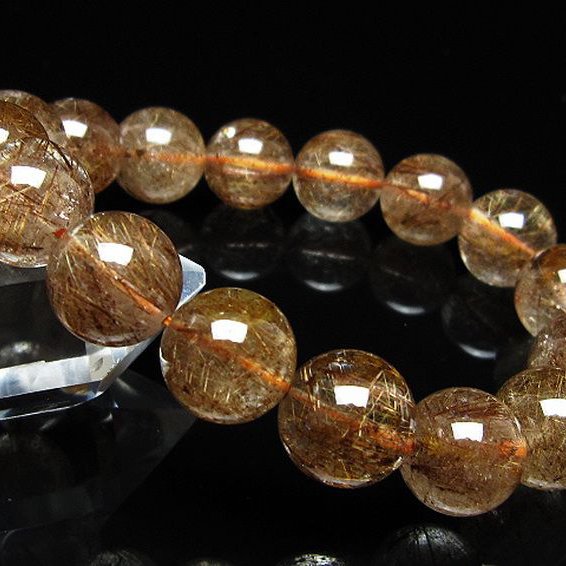 ガーデン水晶 ルチル入り ブレスレット 13mm [t50-10481]