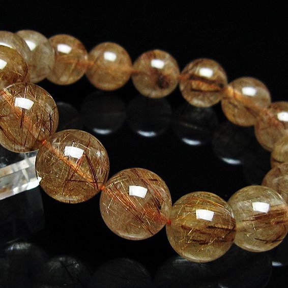 金針ルチル水晶 ブレスレット 14mm [t50-10668]