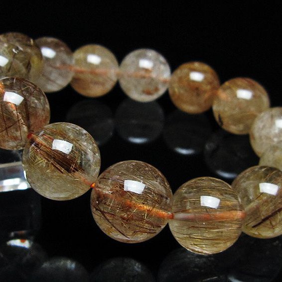 金針ルチル水晶 ブレスレット 15mm [t50-10672]