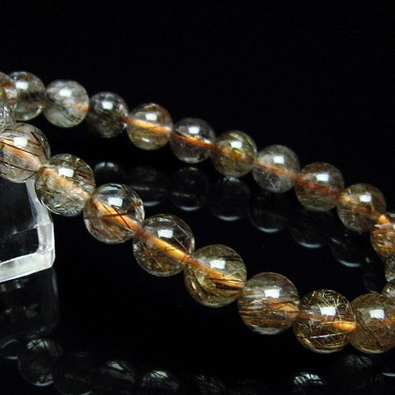 金針ルチル水晶 ブレスレット 8mm [t50-7802]