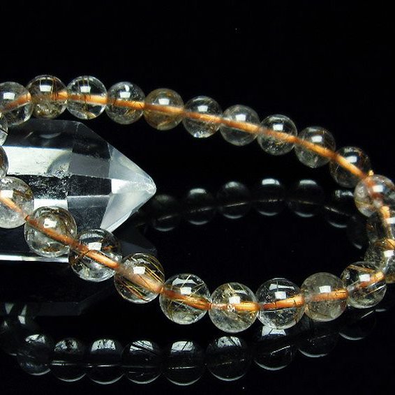 金針ルチル水晶 ブレスレット 8mm [t50-7845]