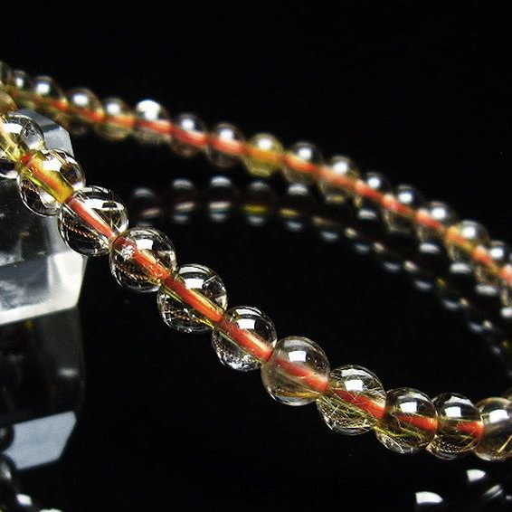 金針ルチル水晶 ブレスレット 5mm [T50-9159]