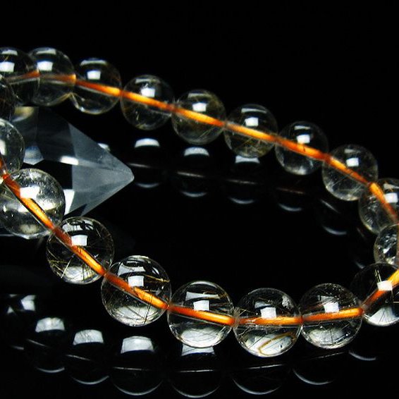 金針ルチル水晶 ブレスレット 10mm [t50-9491]