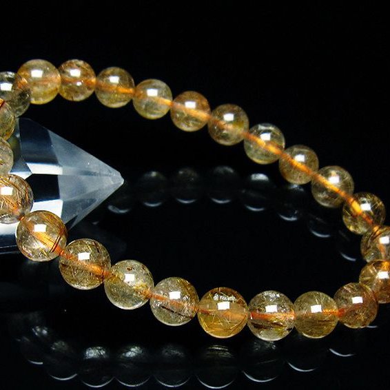 金針ルチル水晶 ブレスレット 7mm [t50-9630]