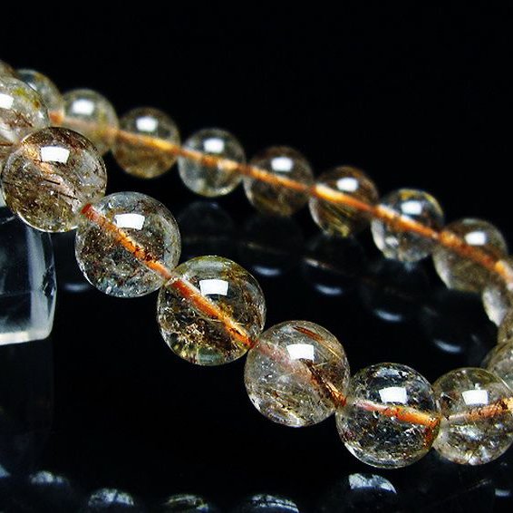 金針ルチル水晶 ブレスレット 10mm [t50-9842]