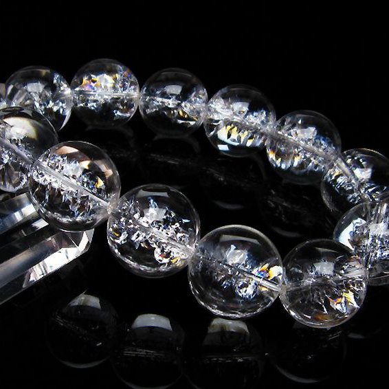 アイリスクォーツ 虹入り レインボークラック水晶 ブレスレット 18mm [T502-7549]