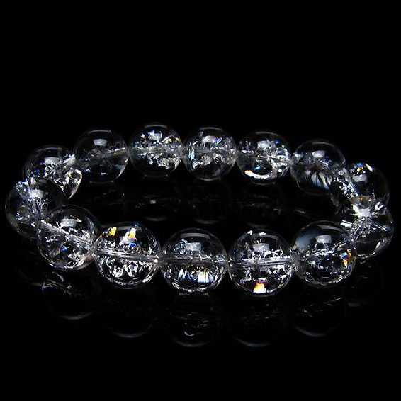 アイリスクォーツ 虹入り レインボークラック水晶 ブレスレット 16mm [T502-8201]