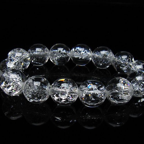 アイリスクォーツ 虹入り レインボークラック水晶 ブレスレット 16mm [T502-8679]