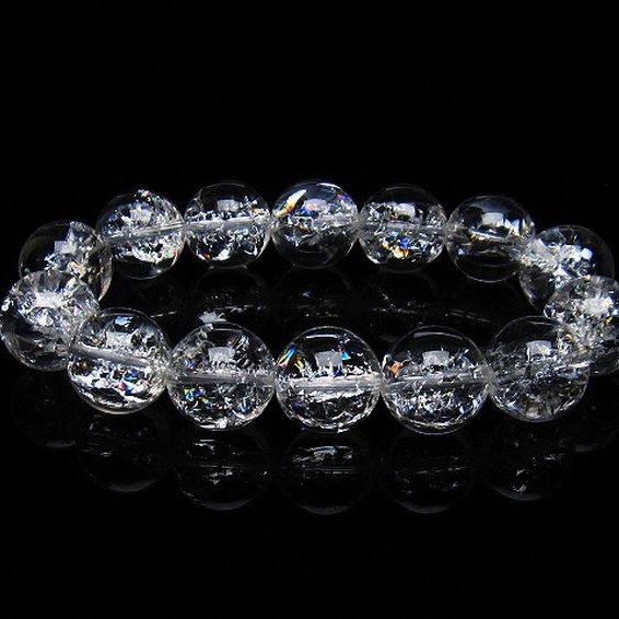 アイリスクォーツ 虹入り レインボークラック水晶 ブレスレット 16mm [T502-8686]