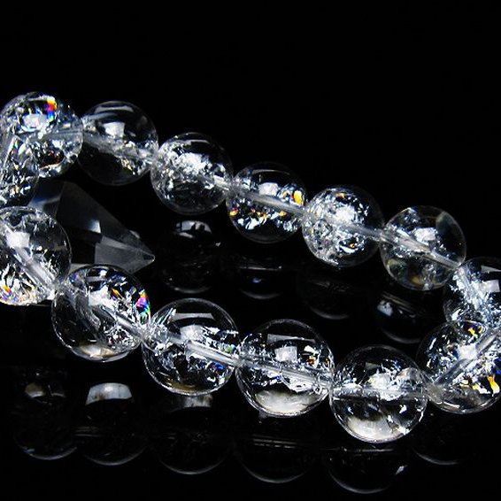 アイリスクォーツ 虹入り レインボークラック水晶 ブレスレット 16mm