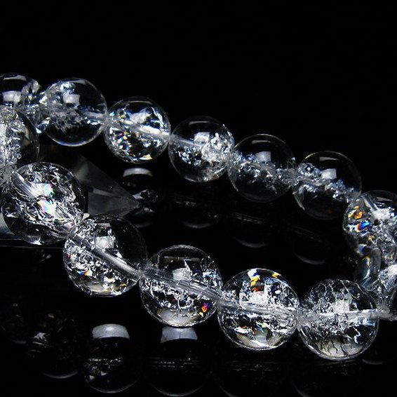 アイリスクォーツ 虹入り レインボークラック水晶 ブレスレット 16mm [T502-8897]