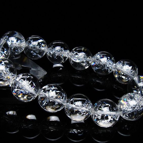 アイリスクォーツ 虹入り レインボークラック水晶 ブレスレット 16mm [T502-8902]