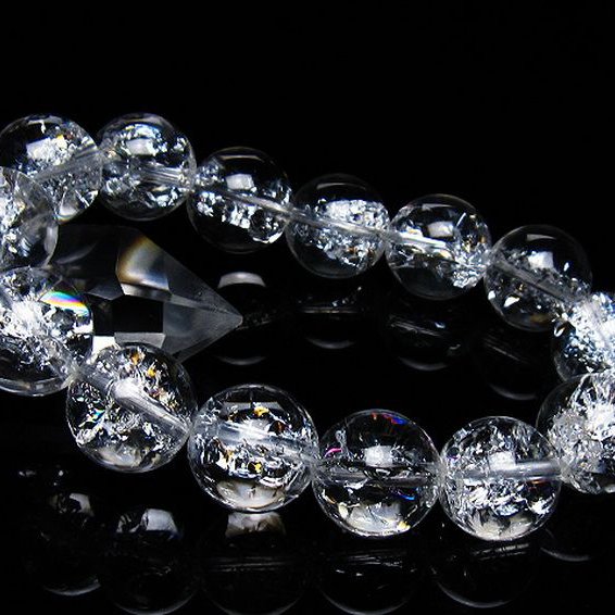 アイリスクォーツ 虹入り レインボークラック水晶 ブレスレット 16mm [T502-8908]