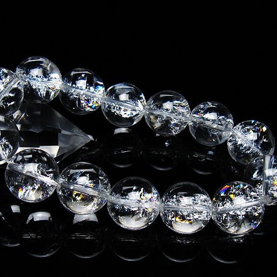 アイリスクォーツ 虹入り レインボークラック水晶 ブレスレット 16mm [T502-8909]
