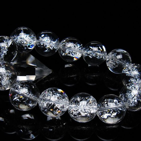 アイリスクォーツ 虹入り レインボークラック水晶 ブレスレット 18mm [T502-8919]