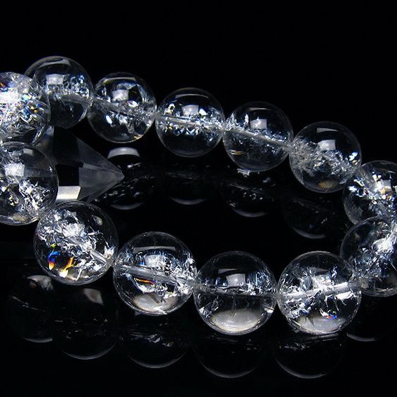 アイリスクォーツ 虹入り レインボークラック水晶 ブレスレット 18mm [T502-8938]