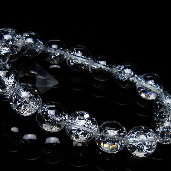 アイリスクォーツ 虹入り レインボークラック水晶 ブレスレット 14mm [T502-8984]