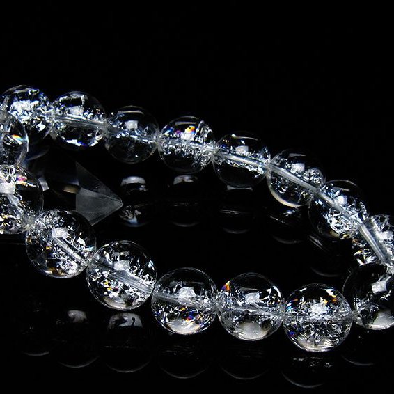 アイリスクォーツ 虹入り レインボークラック水晶 ブレスレット 14mm [T502-8985]