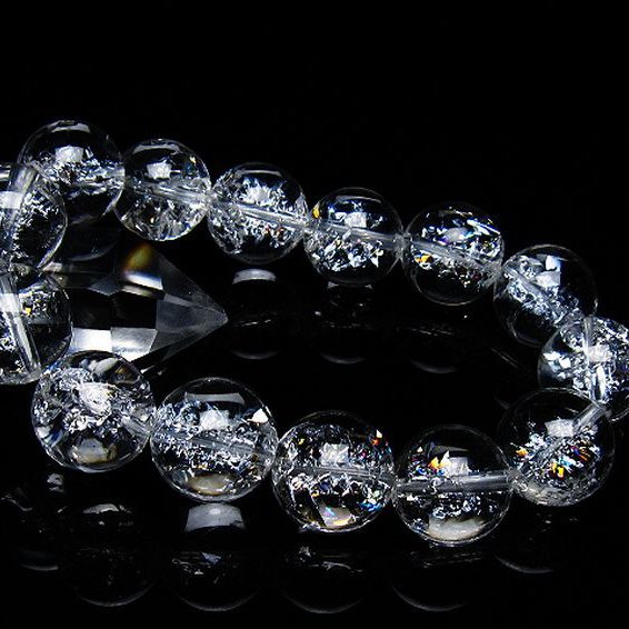 アイリスクォーツ 虹入り レインボークラック水晶 ブレスレット 16mm [T502-9001]