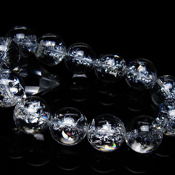 アイリスクォーツ 虹入り レインボークラック水晶 ブレスレット 18mm [T502-9007]