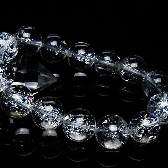 アイリスクォーツ 虹入り レインボークラック水晶 ブレスレット 16mm [T502-9014]