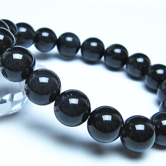 チンターマニストーン アリゾナ州産 天然ガラス ブレスレット （サフォーダイト/シリウス隕石） 12mm [t520-1638]