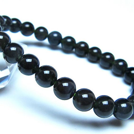 チンターマニストーン アリゾナ州産 天然ガラス ブレスレット （サフォーダイト/シリウス隕石） 8mm [t520-1665]