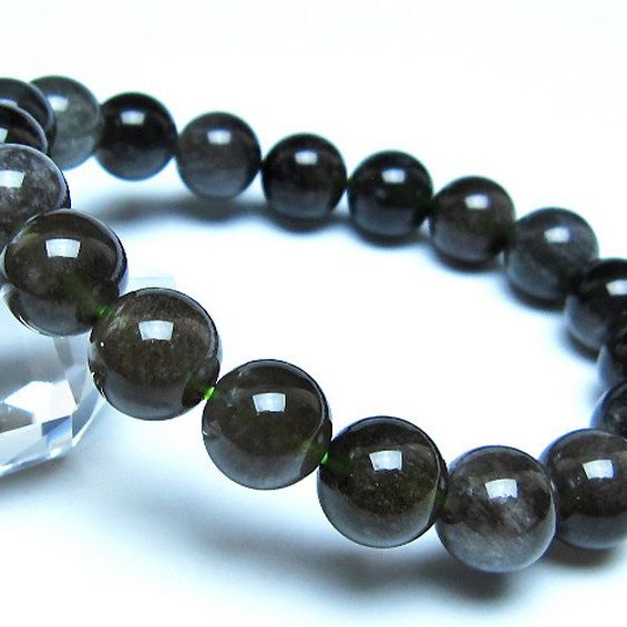 チンターマニストーン アリゾナ州産 天然ガラス ブレスレット （サフォーダイト/シリウス隕石） 11mm [t520-1670]