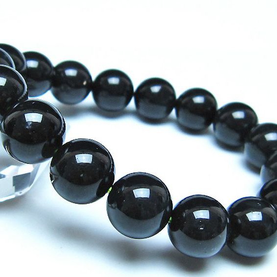 チンターマニストーン アリゾナ州産 天然ガラス ブレスレット （サフォーダイト/シリウス隕石） 13mm [t520-1685]