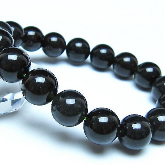 チンターマニストーン アリゾナ州産 天然ガラス ブレスレット （サフォーダイト/シリウス隕石） 12mm [t520-1700]