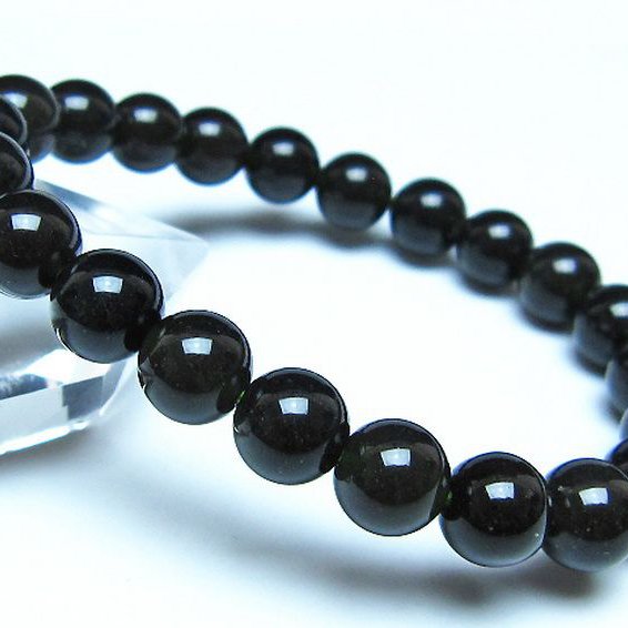 チンターマニストーン アリゾナ州産 天然ガラス ブレスレット （サフォーダイト/シリウス隕石） 9mm [t520-1710]