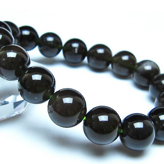 チンターマニストーン アリゾナ州産 天然ガラス ブレスレット （サフォーダイト/シリウス隕石） 12mm [t520-1715]