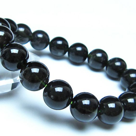 チンターマニストーン アリゾナ州産 天然ガラス ブレスレット （サフォーダイト/シリウス隕石） 12mm [t520-1726]