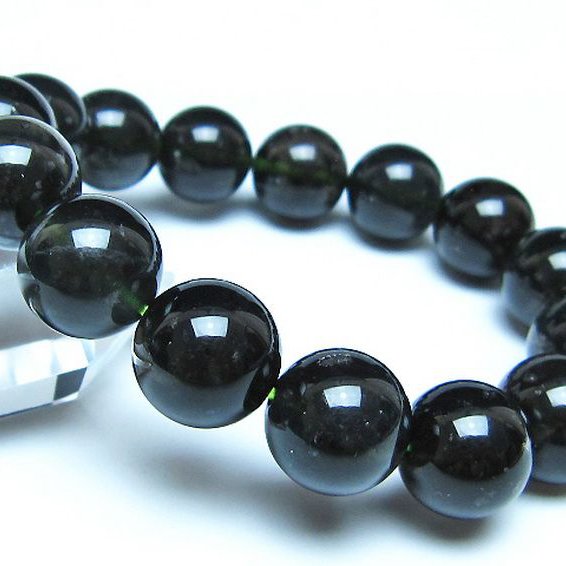 チンターマニストーン アリゾナ州産 天然ガラス ブレスレット （サフォーダイト/シリウス隕石） 14mm [t520-1740]