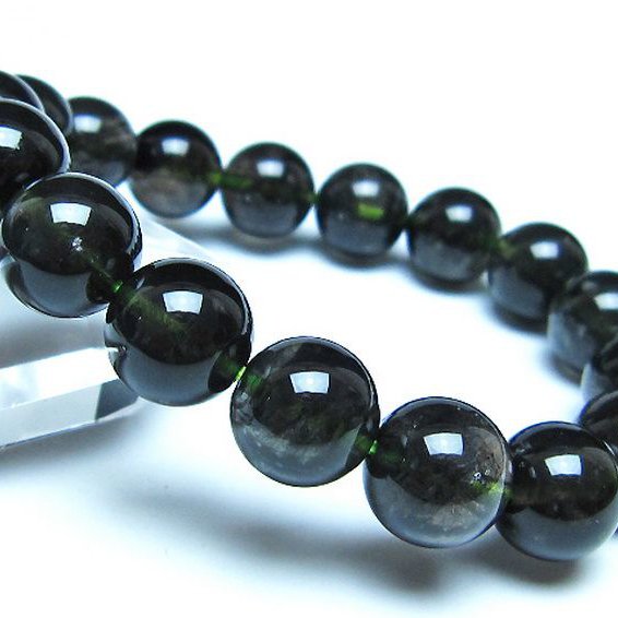 チンターマニストーン アリゾナ州産 天然ガラス ブレスレット （サフォーダイト/シリウス隕石） 12mm [t520-1764]