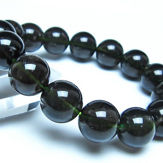 チンターマニストーン アリゾナ州産 天然ガラス ブレスレット （サフォーダイト/シリウス隕石） 14mm [t520-1771]